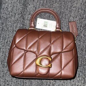 COACH Tabby Top Handle Bag with Quilting MAPLE / BRASS ⭐ NWT